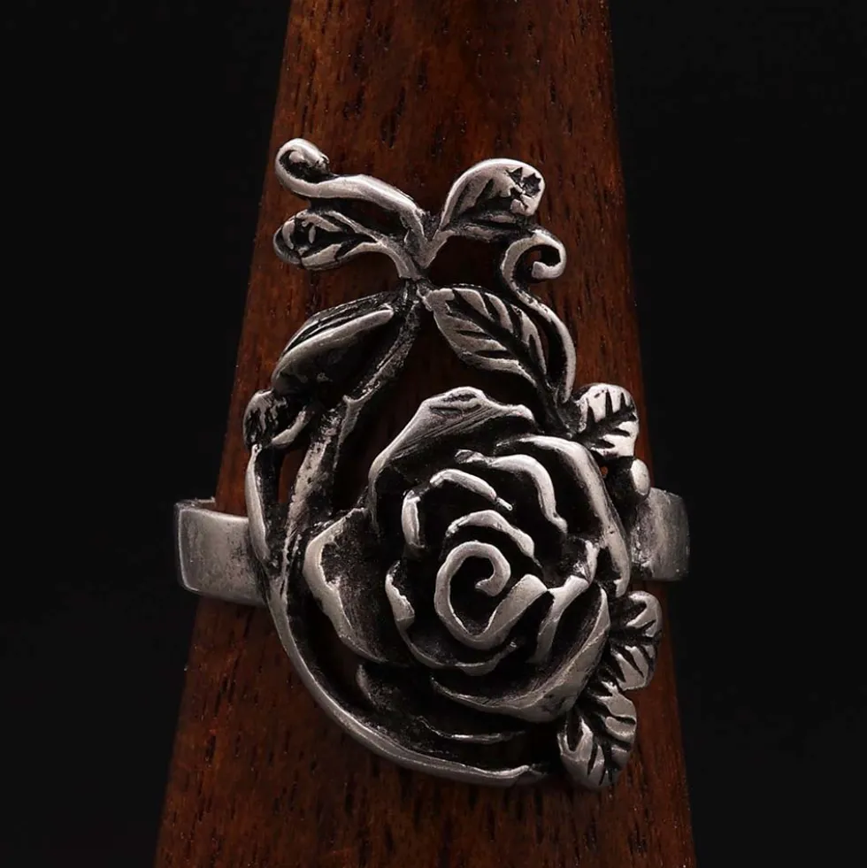 Feiner Rosen Ring Schmuck Silber Frauen Mädchen Damen Silbering 925 Silber