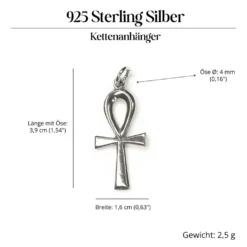 Feines Ankh Schmuck Kettenanhänger 925/000 Silber