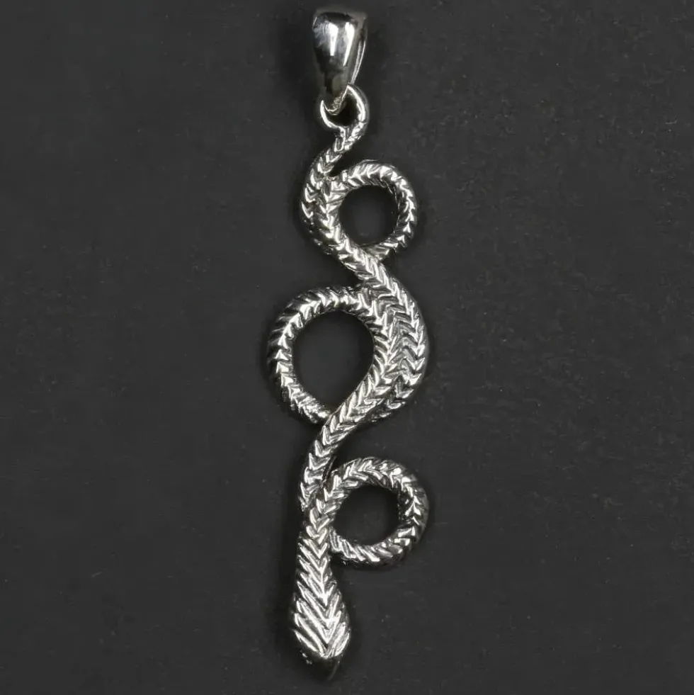 Feine Schlange Anhänger 925 Silber detailreich gearbeitet