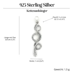 Feine Schlange Anhänger 925 Silber detailreich gearbeitet