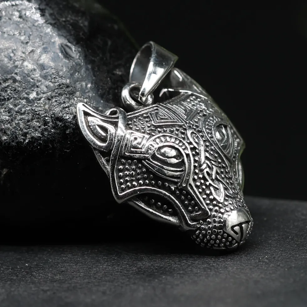 Fenrir Wolf Anhänger mystischer Fenris Kettenanhänger 925 Silber