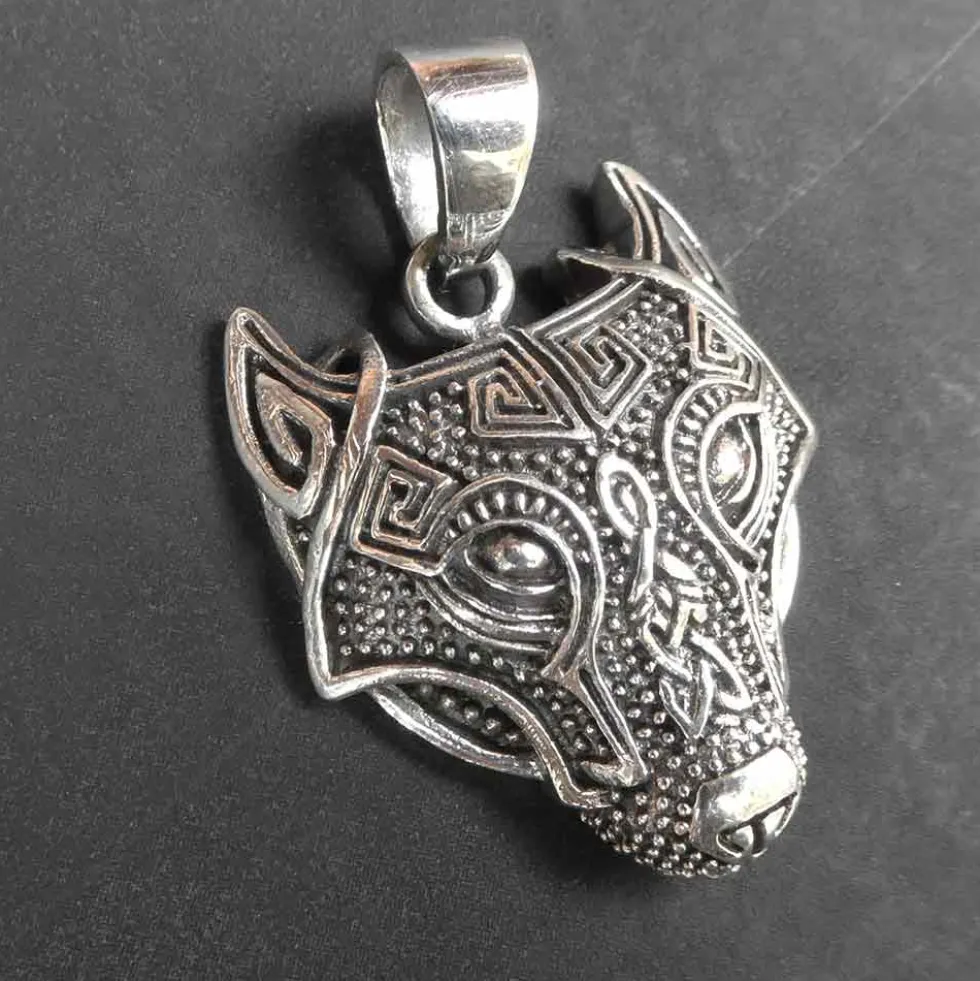 Fenrir Wolf Anhänger mystischer Fenris Kettenanhänger 925 Silber