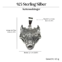 Fenrir Wolf Anhänger mystischer Fenris Kettenanhänger 925 Silber