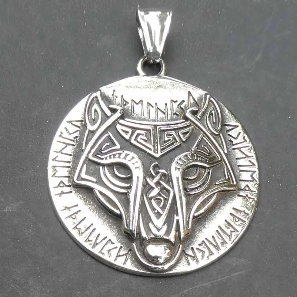 Fenris Wolf Edelstahl Schmuck Anhänger