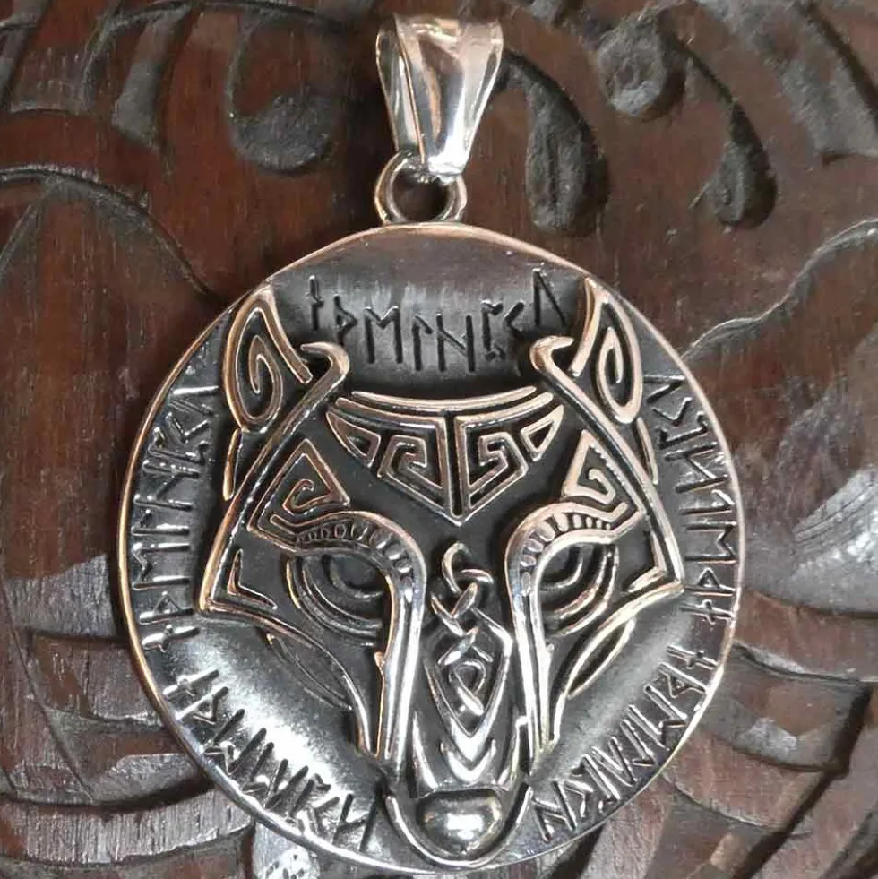 Fenris Wolf Edelstahl Schmuck Anhänger