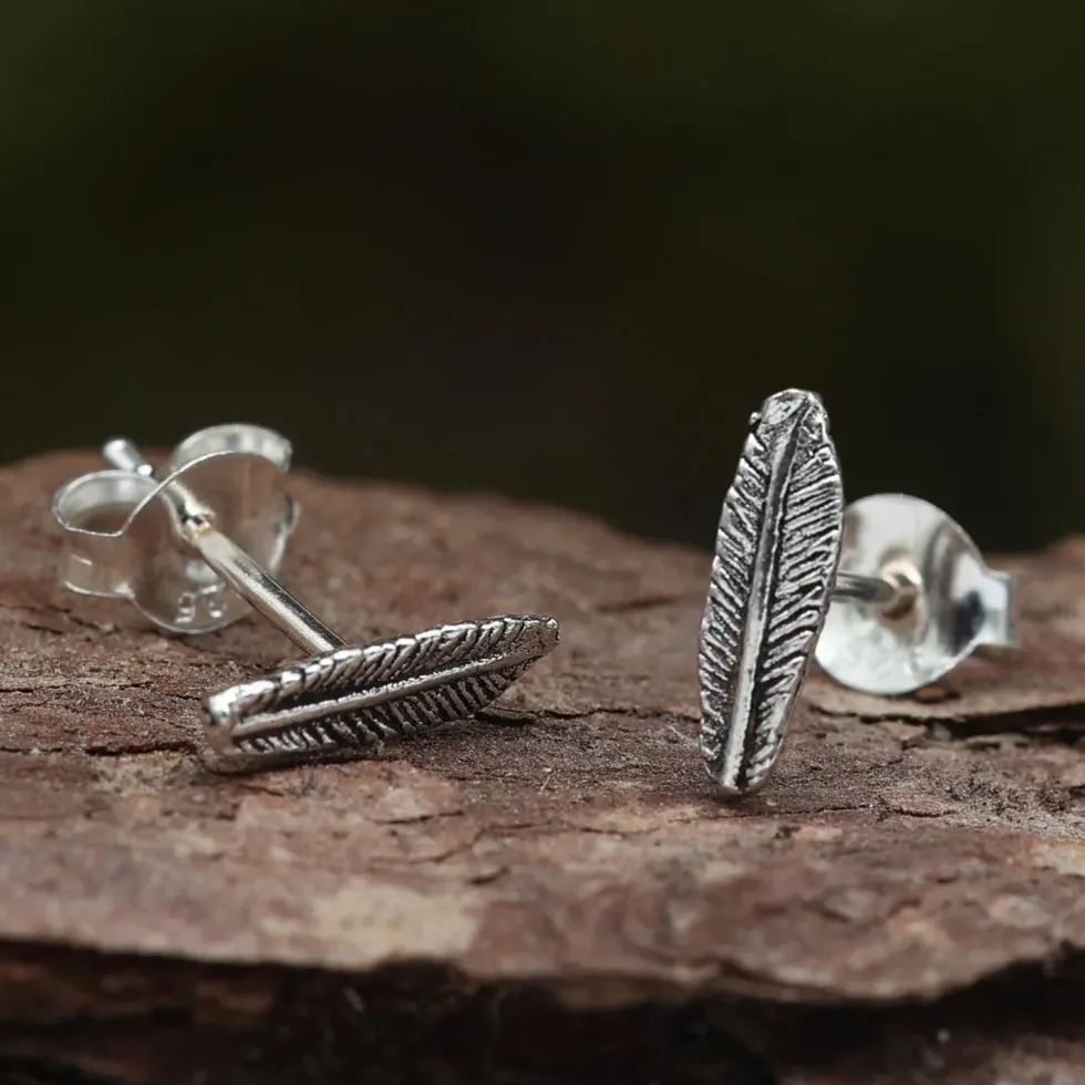 Filigrane Feder Ohrstecker 925 Silber Ohrschmuck