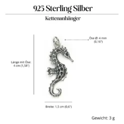 filigranes Seepferdchen Kettenanhänger 925 Silber Schmuck