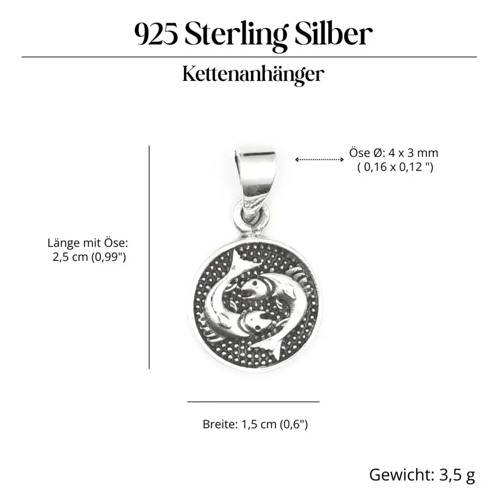 Fische Schmuck Astrologie Sternzeichen 925 Silber Anhänger Schmuck