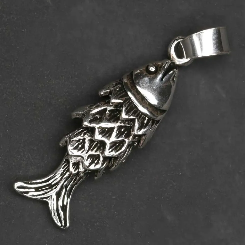 Fisch Schmuck Kettenanhänger 925 Silber Backfisch