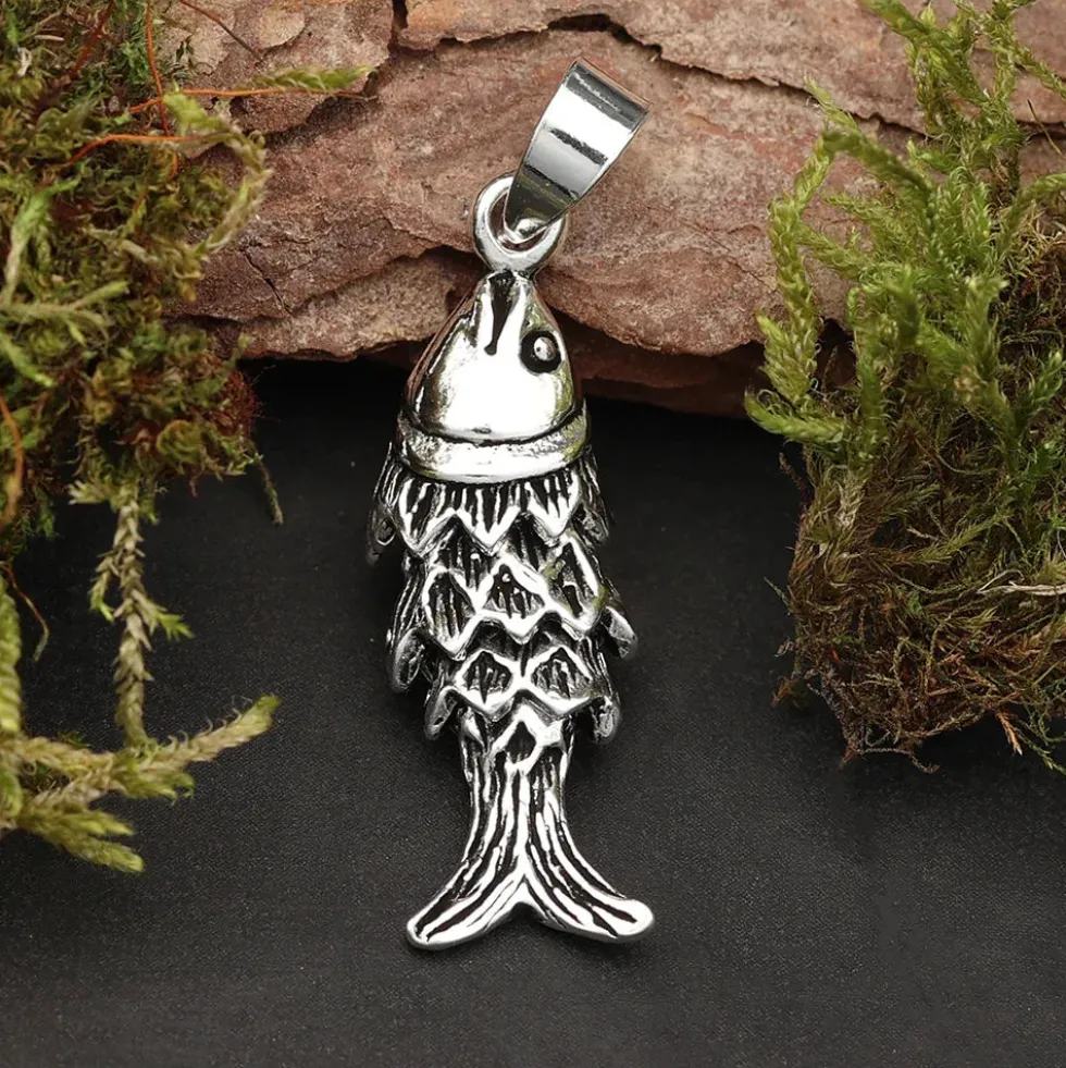 Fisch Schmuck Kettenanhänger 925 Silber Backfisch