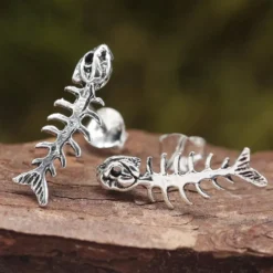 Fishbone Ohrstecker groß 925 Silber Ohrschmuck