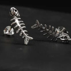 Fishbone Ohrstecker groß 925 Silber Ohrschmuck