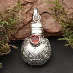 Flacon Schmuck Anhänger mit Granat 925 Silber Schmuck Kunst Handwerk