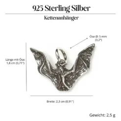 Fledermaus Kettenanhänger Schmuck 925 Silber