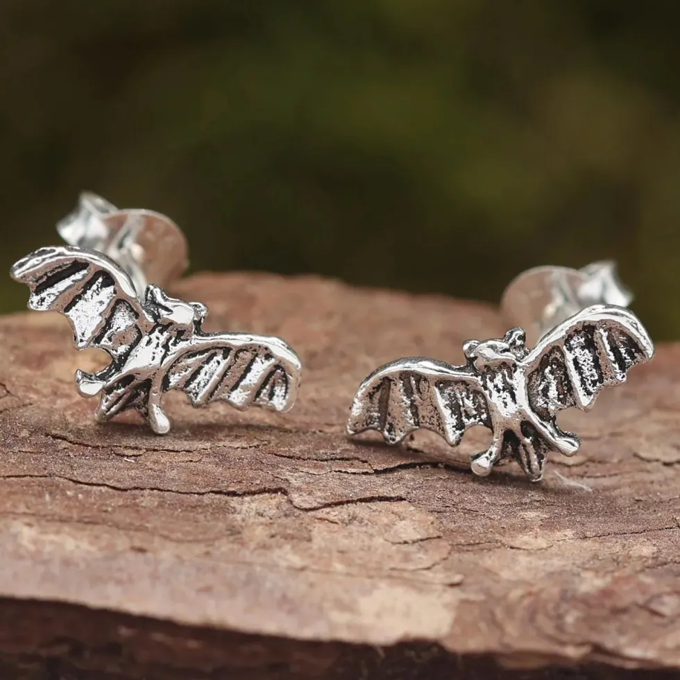 Fledermaus Ohrstecker 925 Silber Bat groß Ohrschmuck
