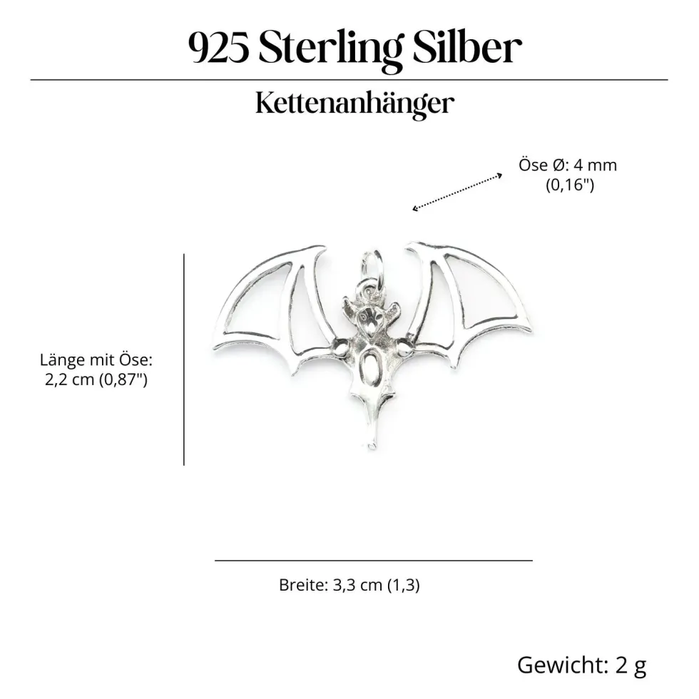 Fledermaus Schmuck Anhänger für Kette 925 Silber