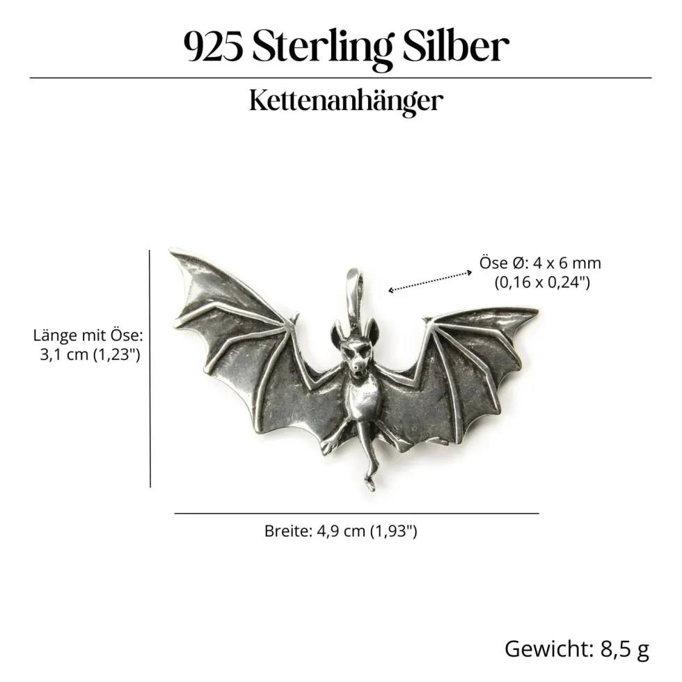Fledermaus Schmuck Anhänger 925 Silber Kettenanhänger