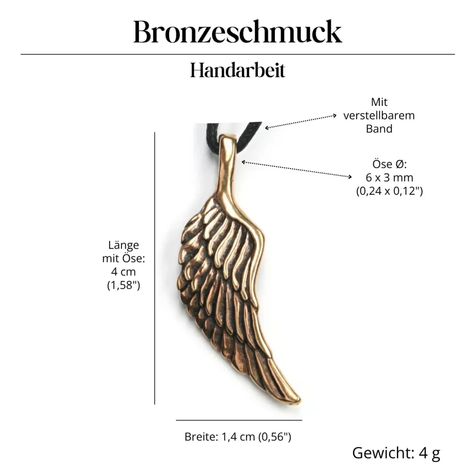 Flügel Anhänger Beschützer Schmuck Bronze Kette
