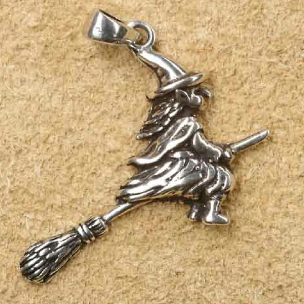 Fliegende Hexe Kettenanhänger 925 Silberschmuck