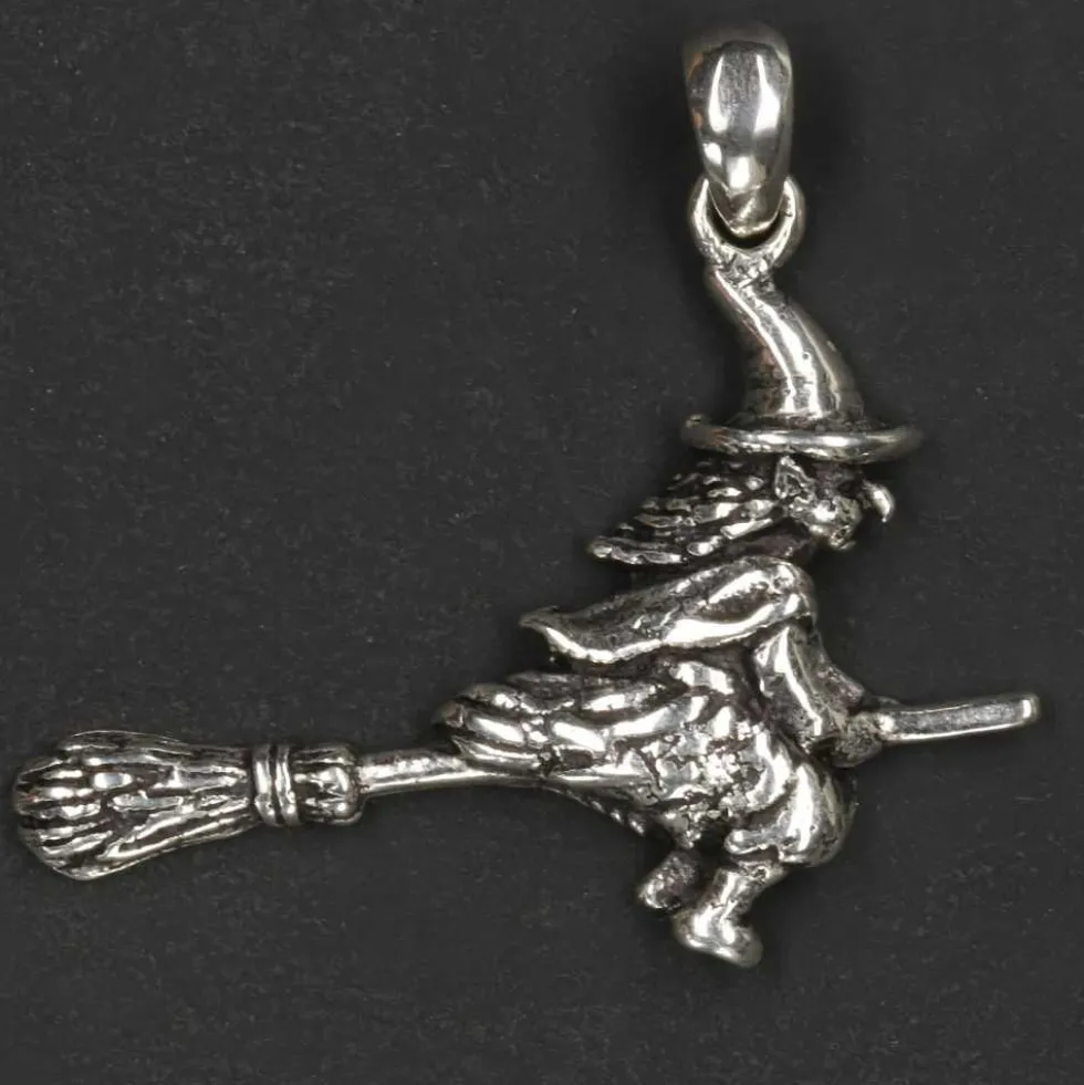 Fliegende Hexe Kettenanhänger 925 Silberschmuck
