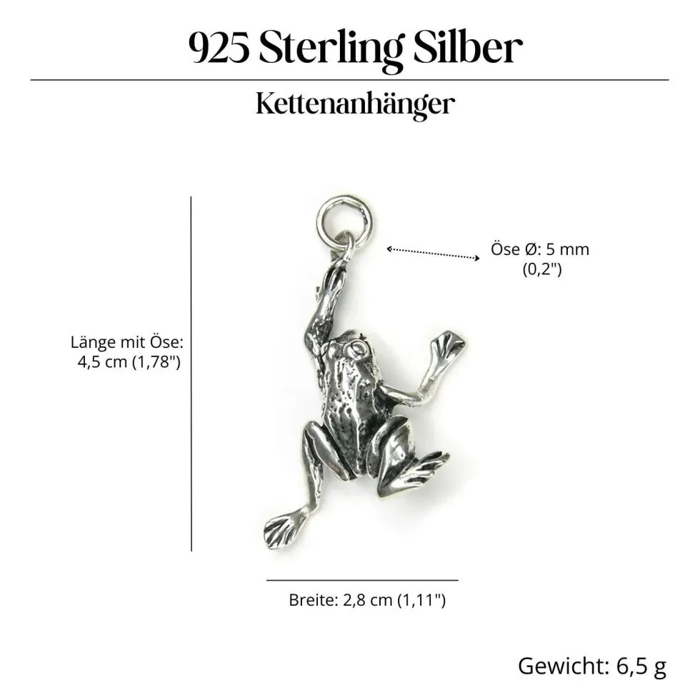Frosch Kettenanhänger Schmuck 925 Silber Anhänger