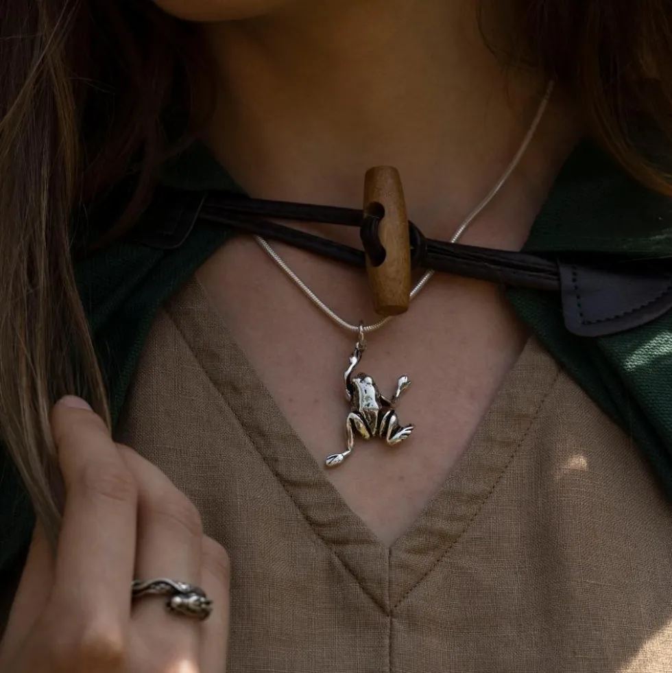 Frosch Kettenanhänger Schmuck 925 Silber Anhänger