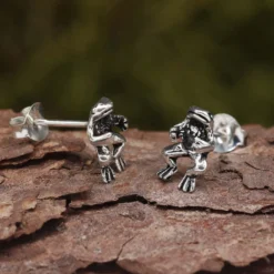 Frosch Ohrstecker 925 Silber Ohrschmuck Springend