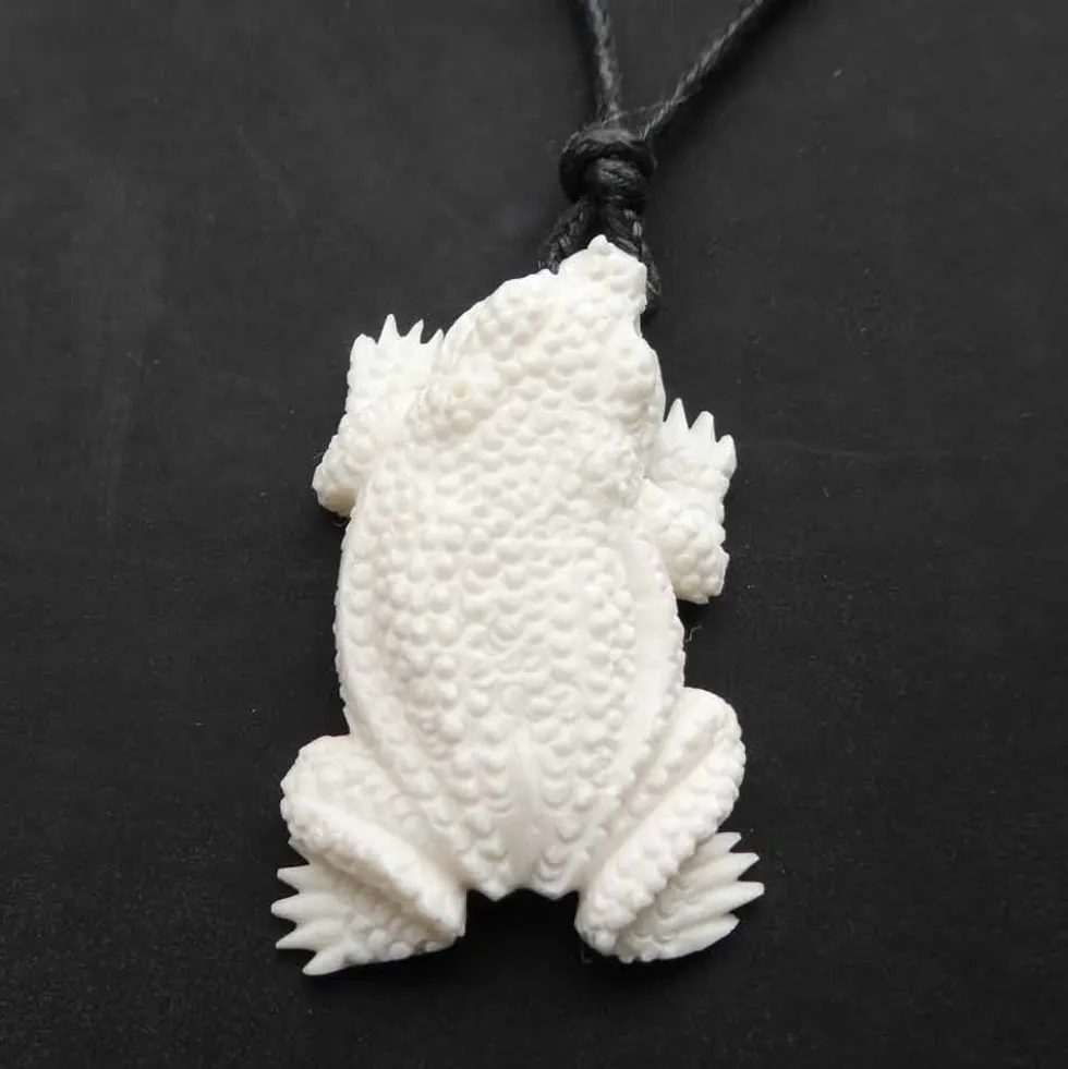 Frosch Schmuck Anhänger aus Knochen Kette
