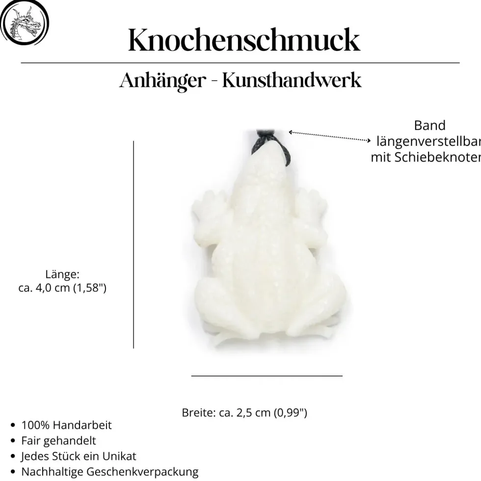 Frosch Schmuck Anhänger aus Knochen Kette