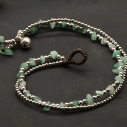Fußkettchen Aventurin Rohstein mit Weißmetall