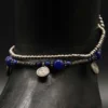 Fußkettchen Blaue Glasperlen Weißmetall mit Spirale
