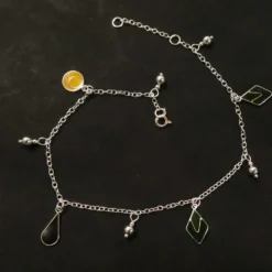 Fußkettchen hängende Rauten Sommerschmuck 925 Silber