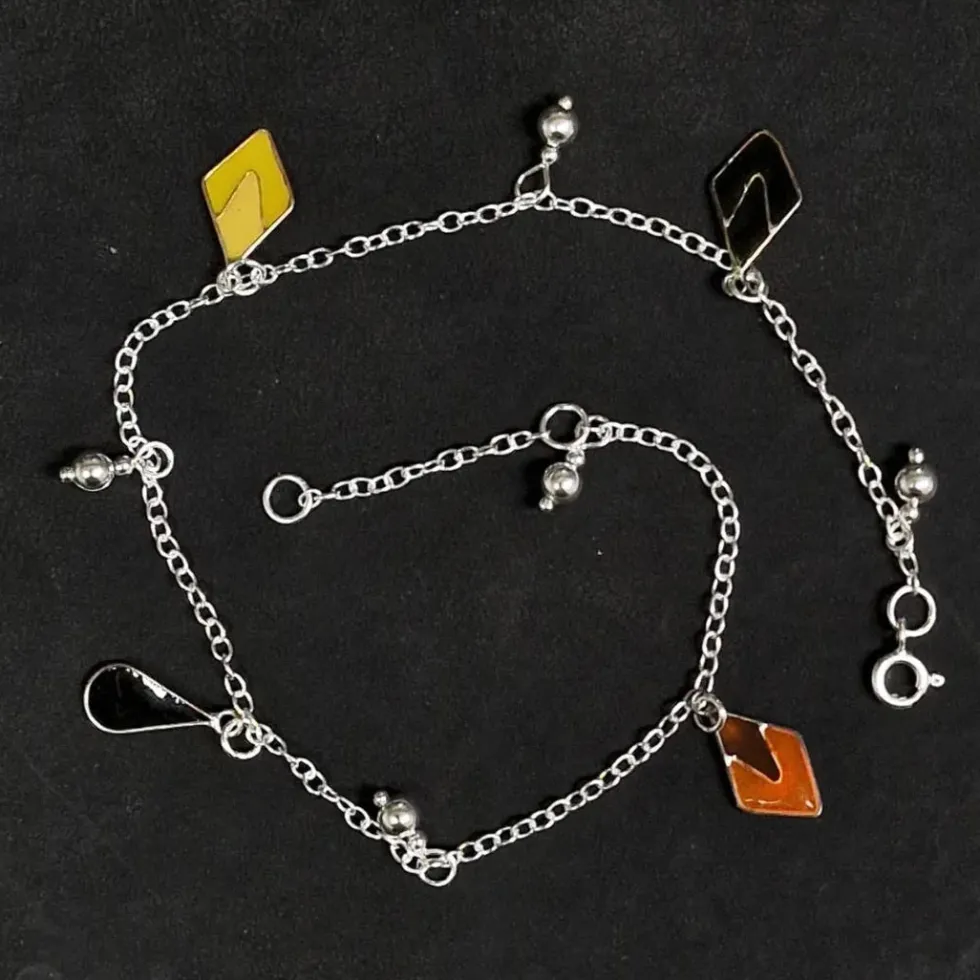 Fußkettchen hängende Rauten Sommerschmuck 925 Silber