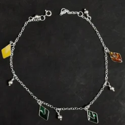 Fußkettchen hängende Rauten Sommerschmuck 925 Silber