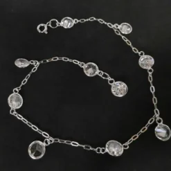 Fußkettchen Kristall Zirkonia Steine 925 Silber Fußschmuck