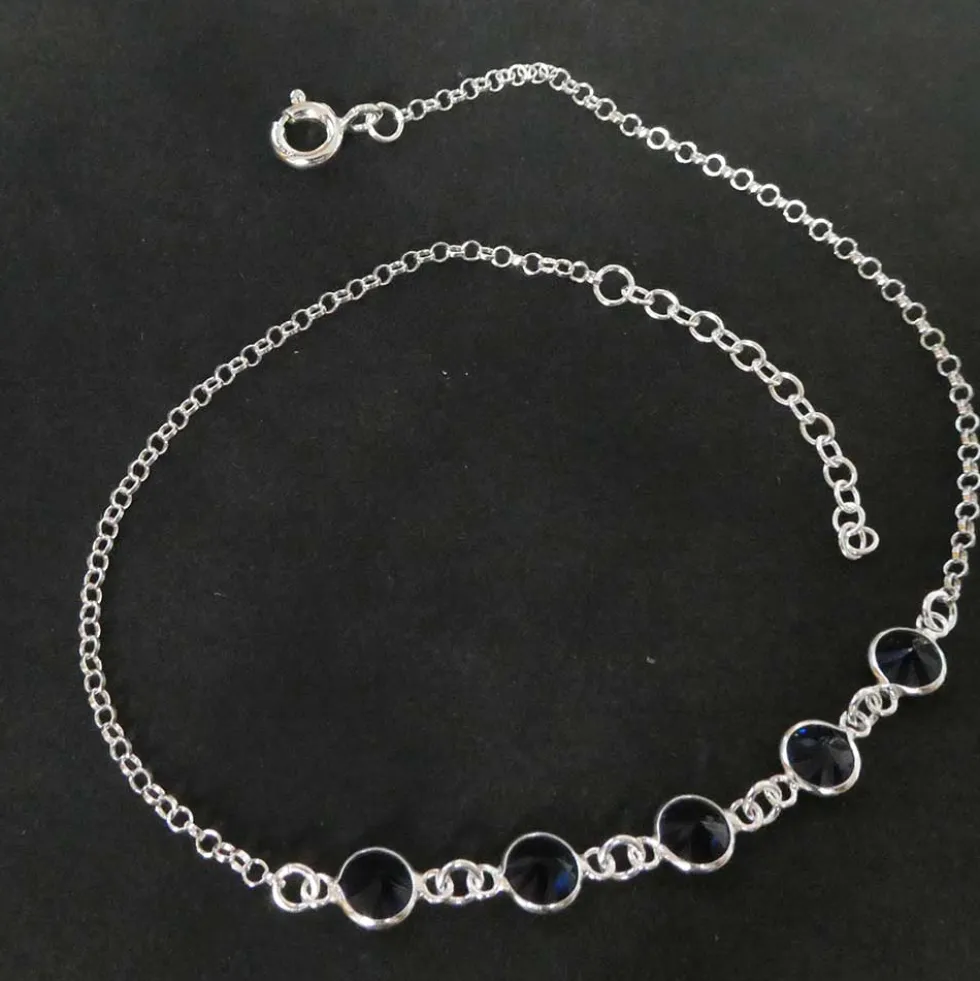 Fußkettchen mit blauen Zirkonia Steinen 925 Silber
