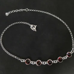 Fußkettchen mit roten Zirkonia Steinen 925 Silber