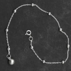 Fußkettchen 925 Sterlingsilber schlicht Kugeln Längenverstellbar
