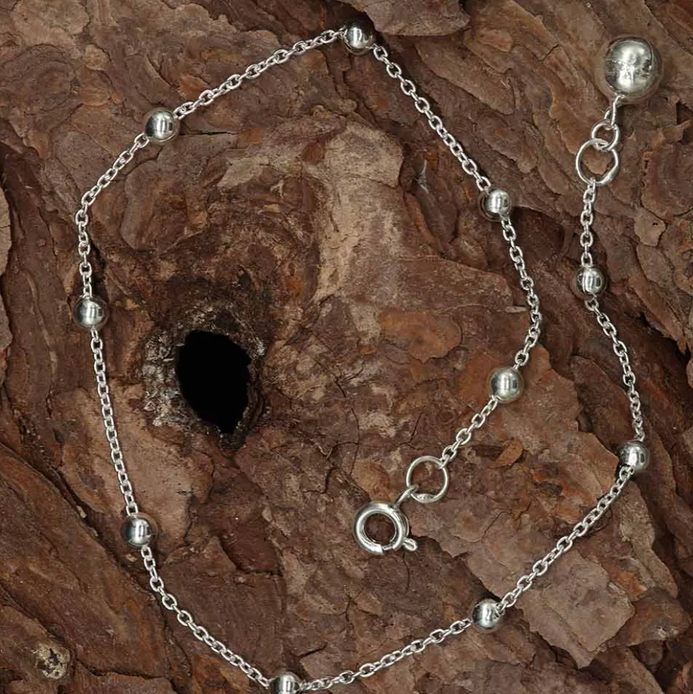 Fußkettchen 925 Sterlingsilber schlicht Kugeln Längenverstellbar