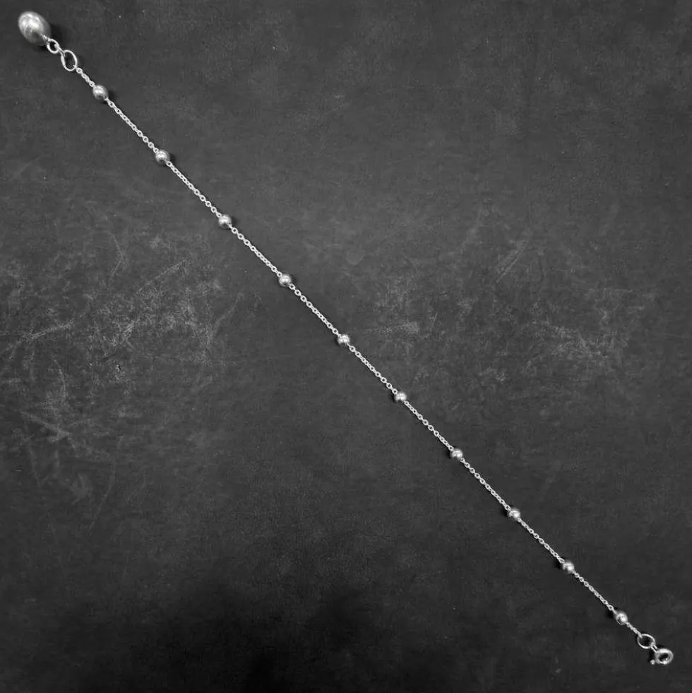 Fußkettchen 925 Sterlingsilber schlicht Kugeln Längenverstellbar
