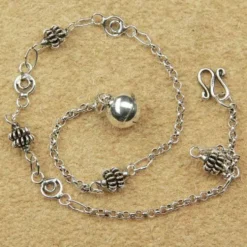 Fußkette mit Klangglöckchen Ornament 925 Silber