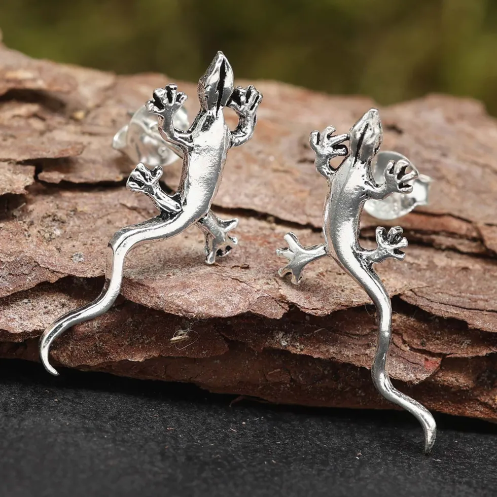 Gecko Ohrstecker 925 Silber Ohrschmuck Ohrring