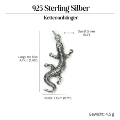 Gecko Schmuck Anhänger Filigrane Echse 925 Silber