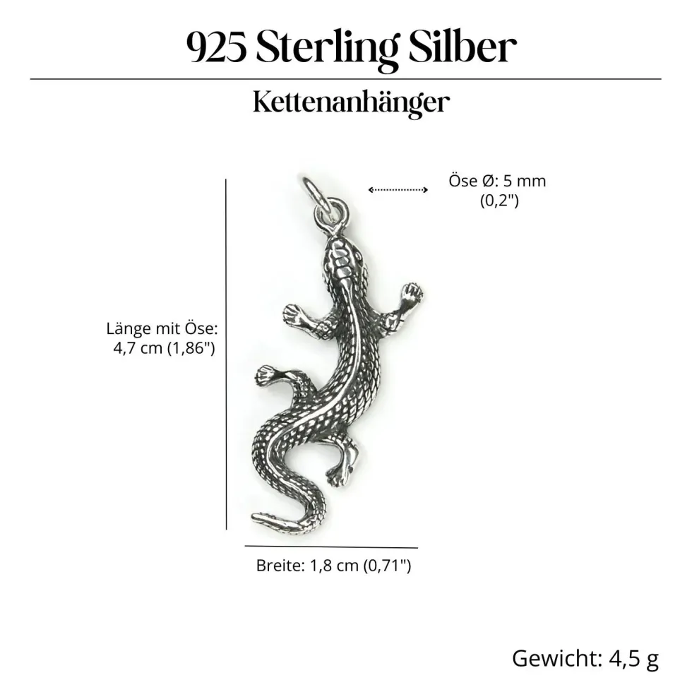 Gecko Schmuck Anhänger Filigrane Echse 925 Silber