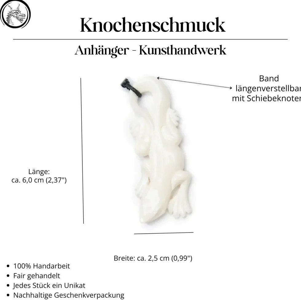 Gecko Schmuck aus Knochen Kette