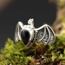 Giftring Fledermaus Ring mit Fach 925 Silber Schmuck