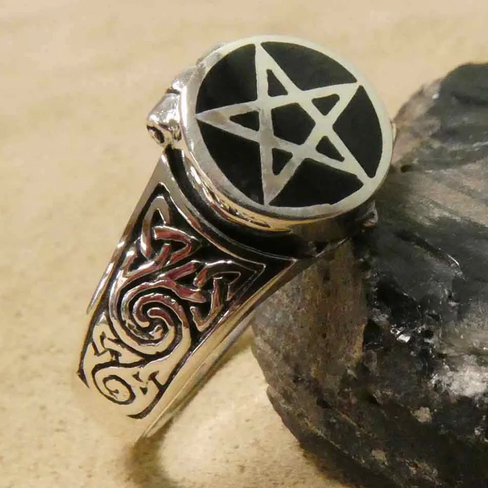 Giftring Pentagramm Schmuck 925 /000 Silber Ring