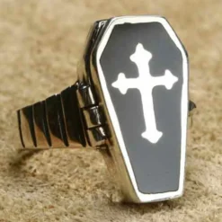 Giftring Sarg Ring mit Fach Gothic Schmuck 925 Silber