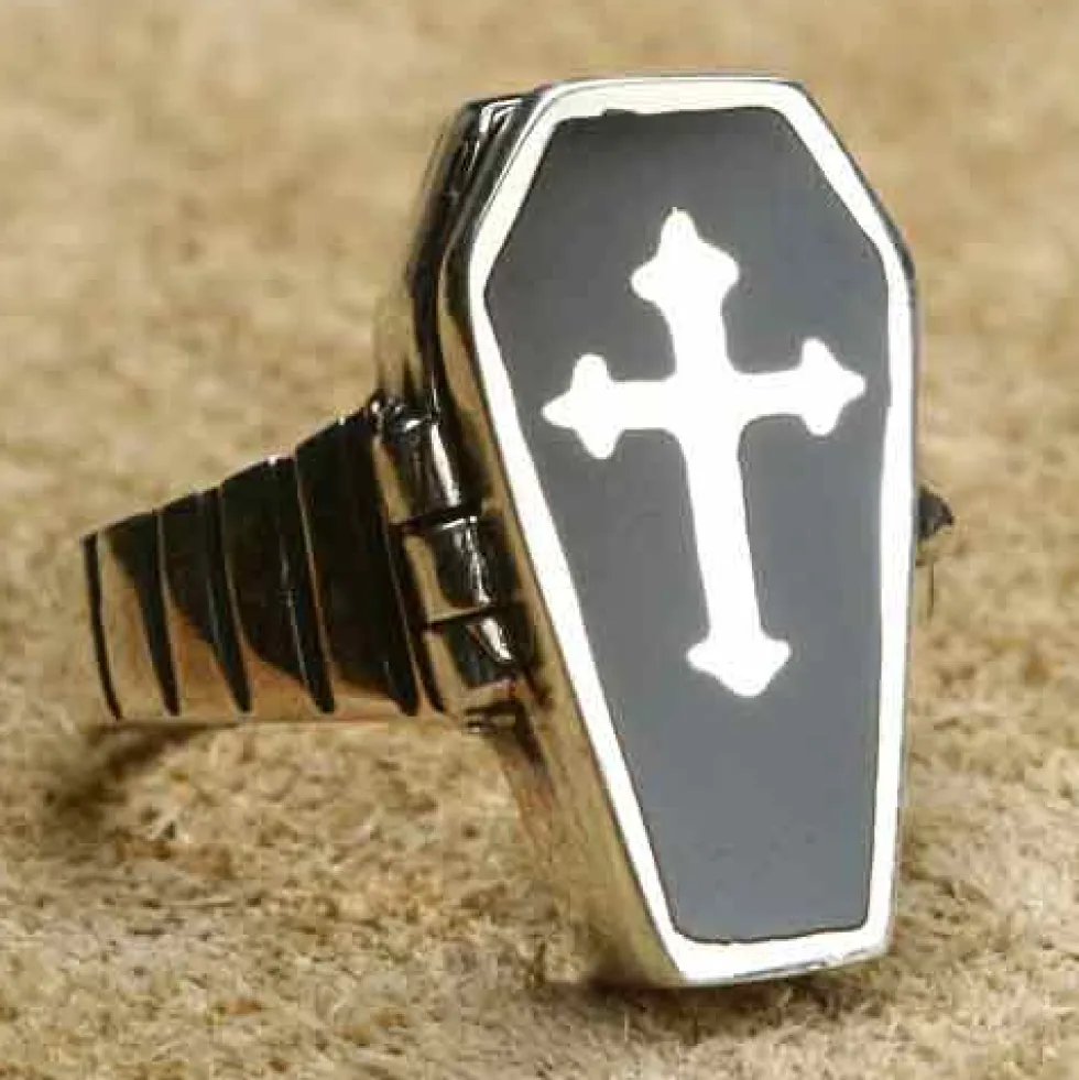 Giftring Sarg Ring mit Fach Gothic Schmuck 925 Silber