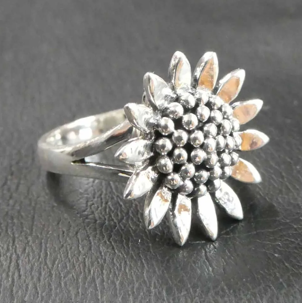 Giftring Sonnenblume Ring mit Fach 925 Silber